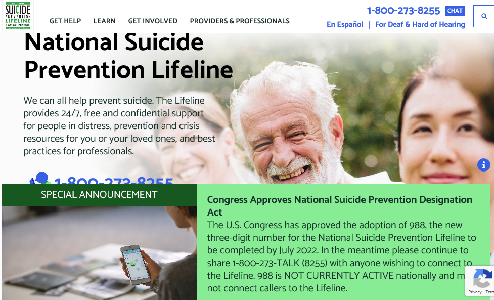 National Suicide Prevention Hotline.