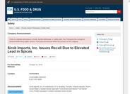 FDA Recall due to Elevated Lead in Spices