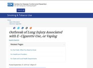 Outbreak of Lung Injury Associated with E-Cigarette Use, or Vaping