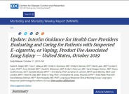 Vaping-Related Lung Injury Interim Guidelines
