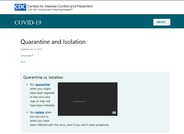 CDC Quarantine and Isolation