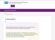 The Centers for Disease Control and Prevention (CDC): Contraception