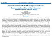 Meningococcal Disease Prevention and Control